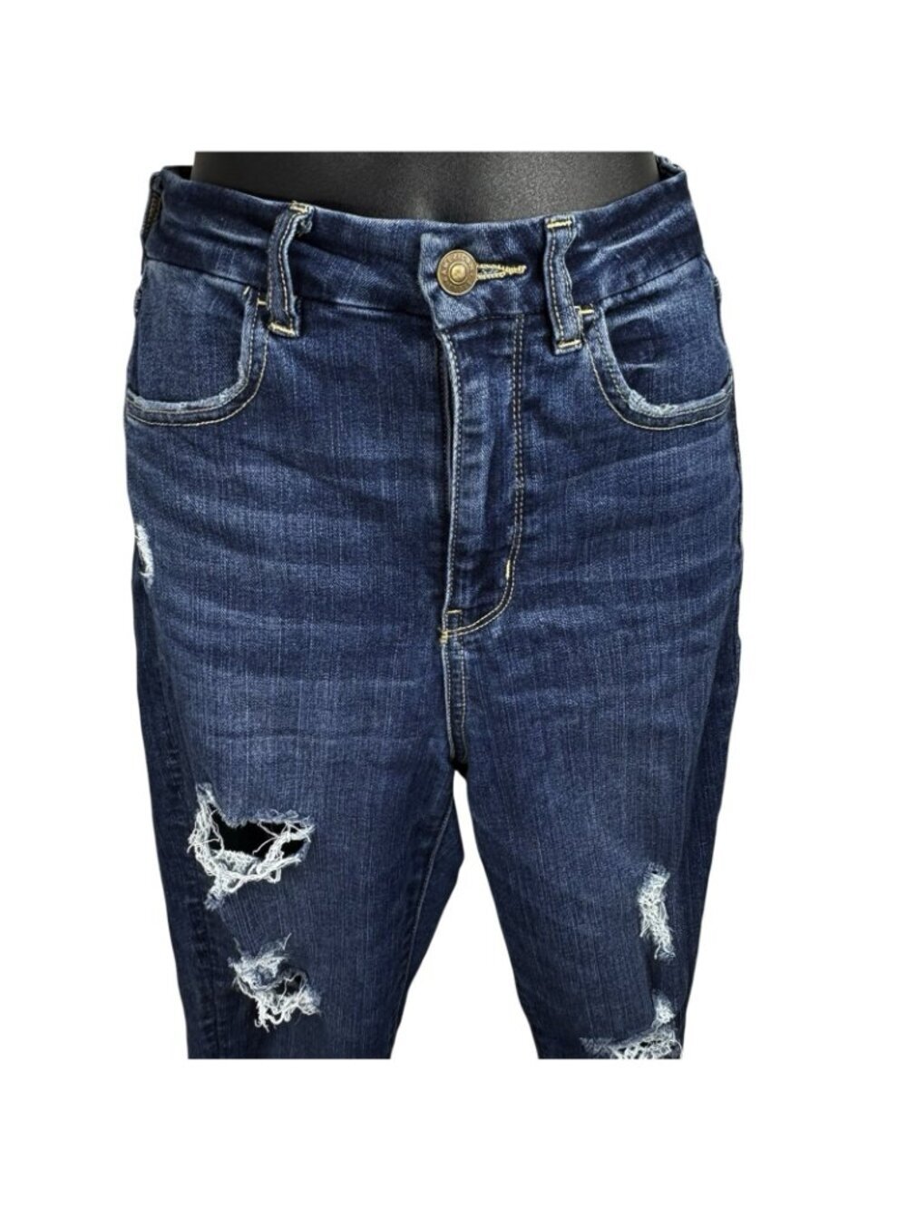 American Eagle Curvy Super Hi-Rise Next Level Stretch Distressed Jegging Jeans 6 - Picture 4 of 9